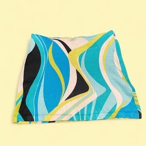Colorful Abstract Print Mini Skirt